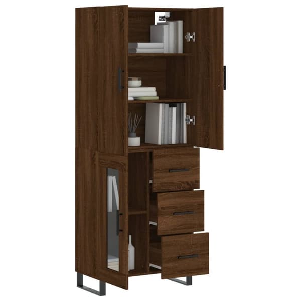 The Living Store højskab 69,5x34x180 cm konstrueret træ brun egetræsfarve -  Skænke