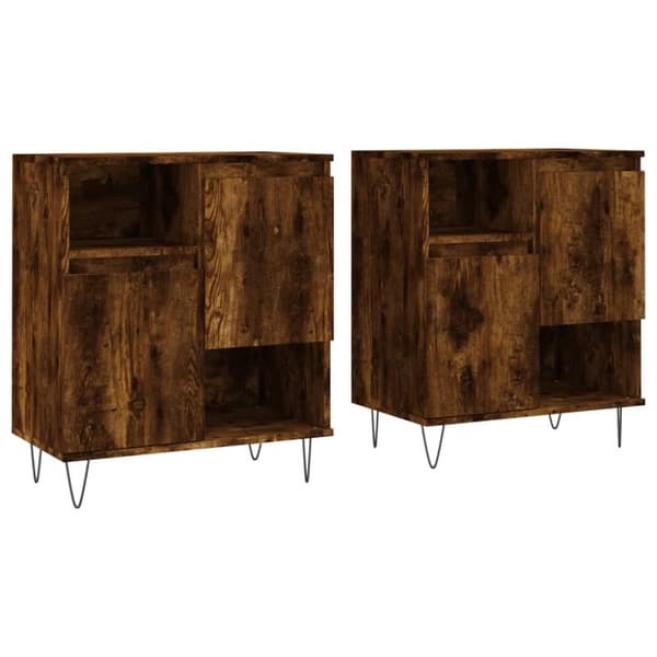 The Living Store Skänk 2 delar rökfärgad ek konstruerat trä -  Skänkar & serveringsbord