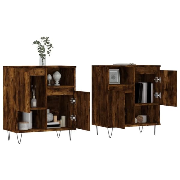 The Living Store Skänk 2 delar rökfärgad ek konstruerat trä - Skänkar & serveringsbord