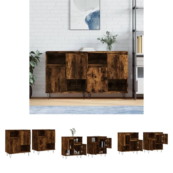 The Living Store Skänk 2 delar rökfärgad ek konstruerat trä - Skänkar & serveringsbord