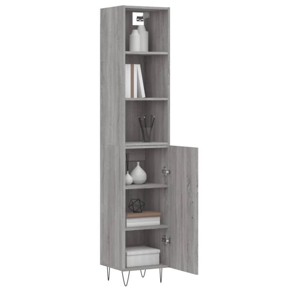 The Living Store højskab 34,5x34x180 cm konstrueret træ grå sonoma-eg - Skænke