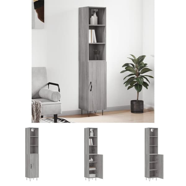 The Living Store højskab 34,5x34x180 cm konstrueret træ grå sonoma-eg - Skænke