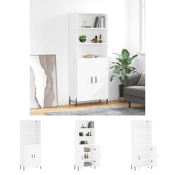 The Living Store Kaappi valkoinen 69,5x34x180 cm tekninen puu -  Tarjoilupöydät & senkit