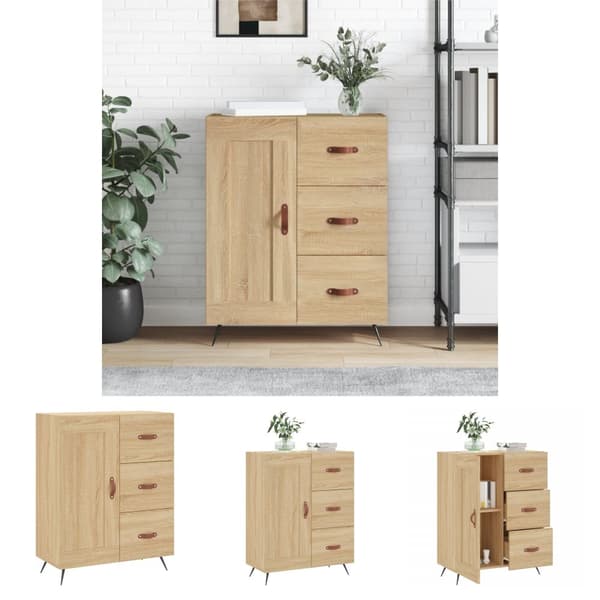 The Living Store Skänk sonoma-ek 69,5x34x90 cm konstruerat trä -  Skänkar & serveringsbord