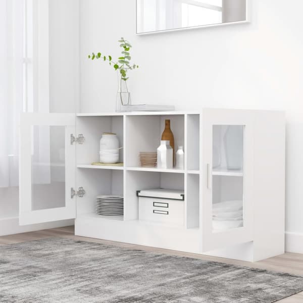 The Living Store vitrineskab 120x30,5x70 cm spånplade hvid - Skænke