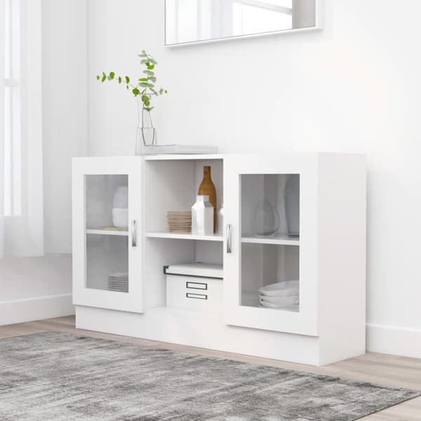The Living Store vitrineskab 120x30,5x70 cm spånplade hvid - Skænke