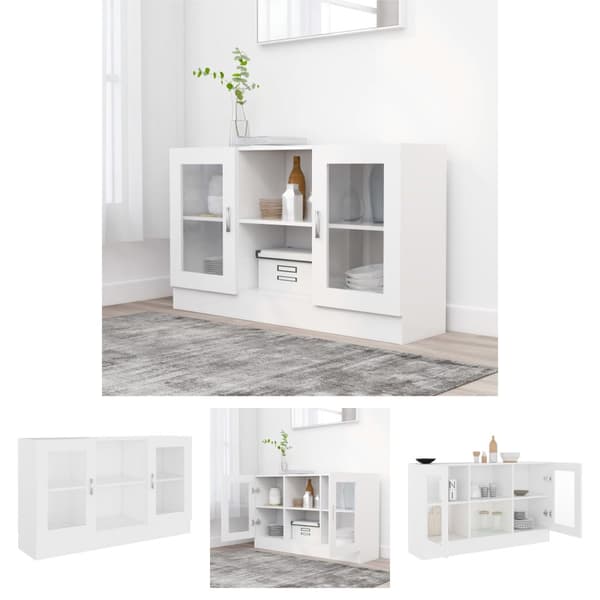 The Living Store vitrineskab 120x30,5x70 cm spånplade hvid -  Skænke