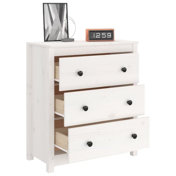 The Living Store Skänk vit 70x35x80 cm massiv furu - Skänkar & serveringsbord