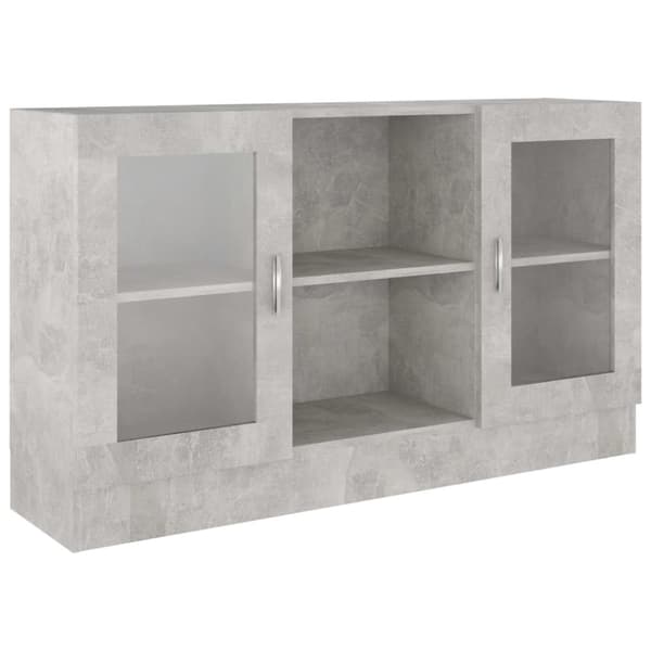 The Living Store Vitrinskåp betonggrå 120x30,5x70 cm spånskiva - Skänkar & serveringsbord