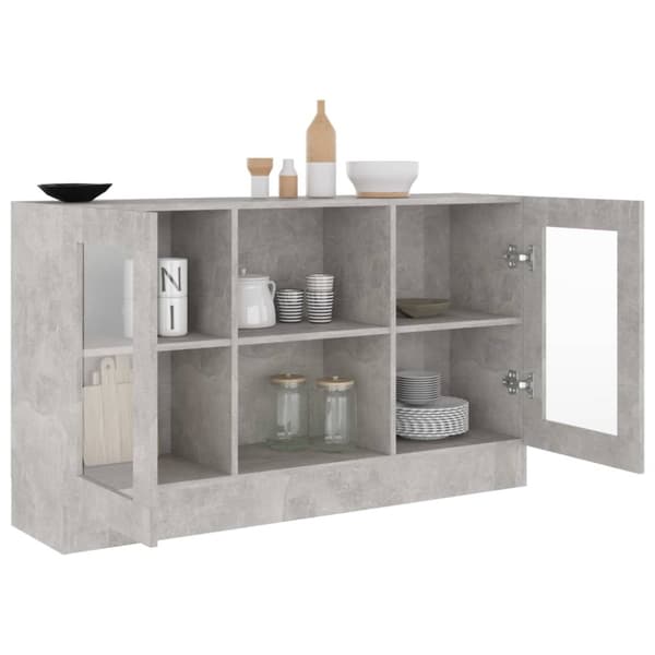 The Living Store Vitrinskåp betonggrå 120x30,5x70 cm spånskiva - Skänkar & serveringsbord