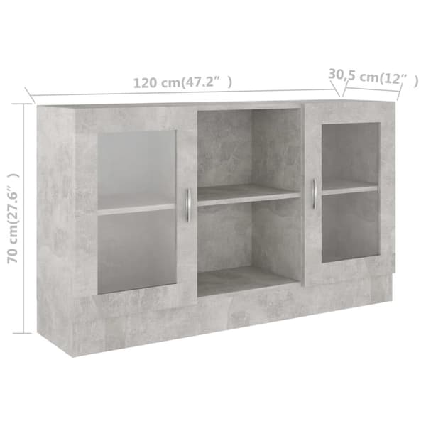 The Living Store Vitrinskåp betonggrå 120x30,5x70 cm spånskiva -  Skänkar & serveringsbord