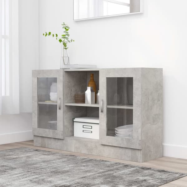 The Living Store Vitrinskåp betonggrå 120x30,5x70 cm spånskiva - Skänkar & serveringsbord