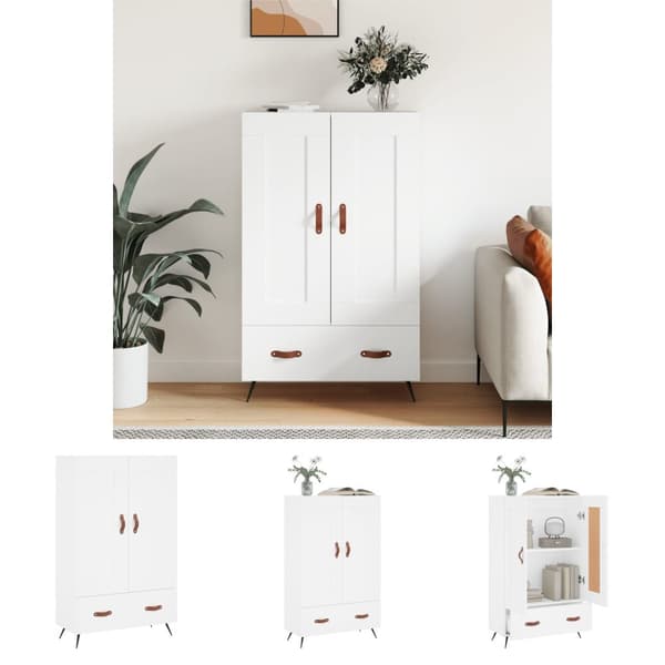 The Living Store skab 69,5x31x115 cm konstrueret træ hvid -  Skænke