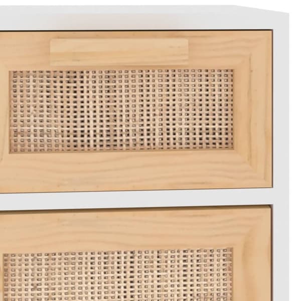 The Living Store skænk 60x30x75 cm massivt fyrretræ og naturlig rattan hvid - Skænke