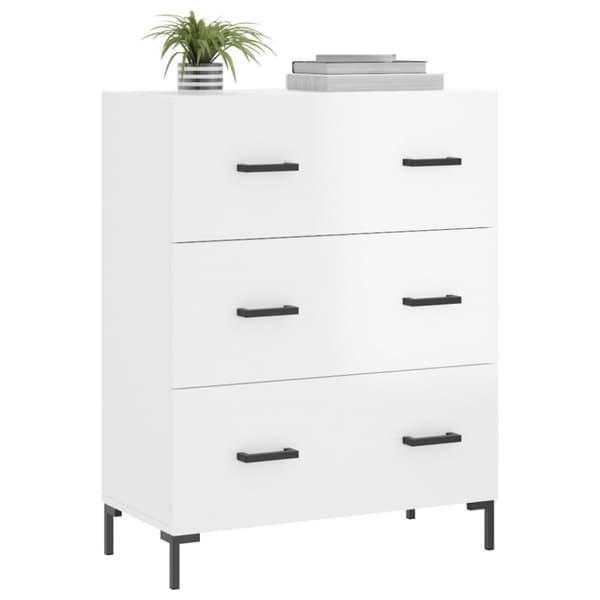The Living Store skænk 69,5x34x90 cm konstrueret træ hvid højglans -  Skænke