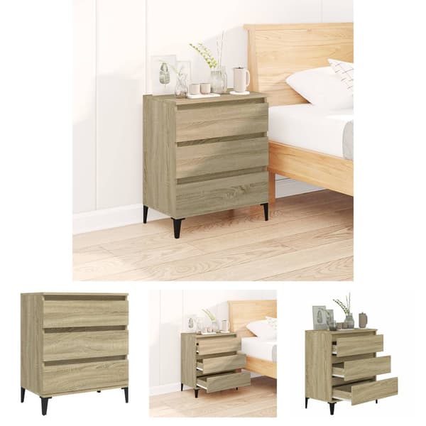 The Living Store Byrå sonoma-ek 60x35x70 cm konstruerat trä - Skänkar & serveringsbord