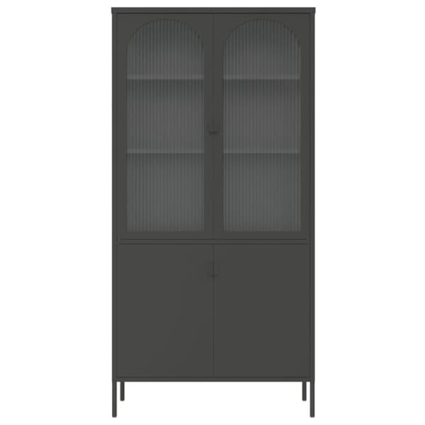 The Living Store Högskåp svart 90x40x180 cm glas och stål - Skänkar & serveringsbord