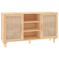 Pikkukuva 3 / 10: The Living Store Senkki ruskea 105x30x60 cm täysi mänty ja luonnonrottinki -  Tarjoilupöydät & senkit
