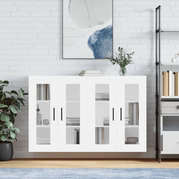 The Living Store Seinäkiinnitettävät kaapit 2 kpl valkoinen tekninen puu -  Tarjoilupöydät & senkit