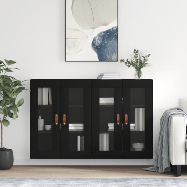 The Living Store vægskabe 2 stk. konstrueret træ sort - Skænke