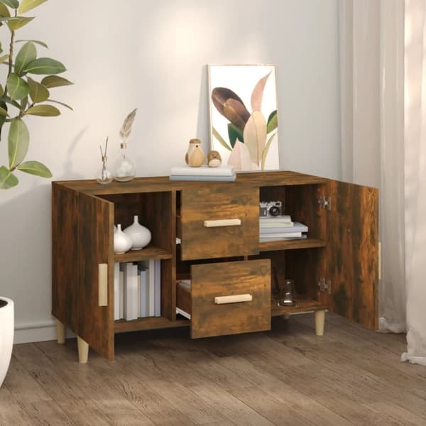 The Living Store Senkki savutammi 100x36x60 cm tekninen puu - Tarjoilupöydät & senkit