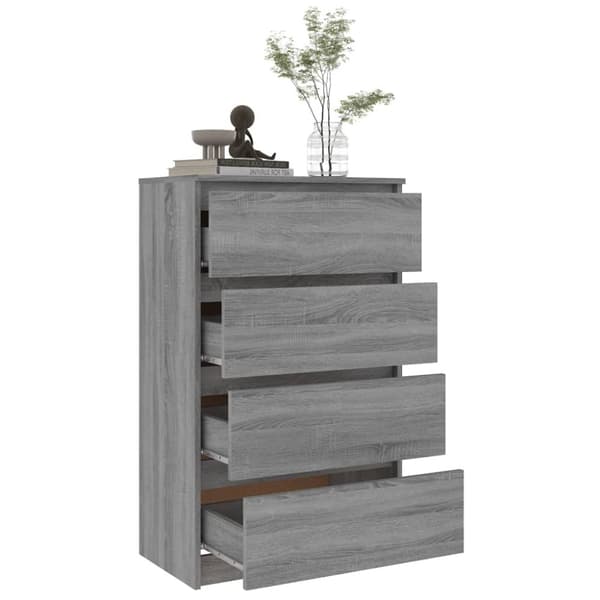 The Living Store Senkki harmaa Sonoma 60x35x98,5 cm tekninen puu - Tarjoilupöydät & senkit