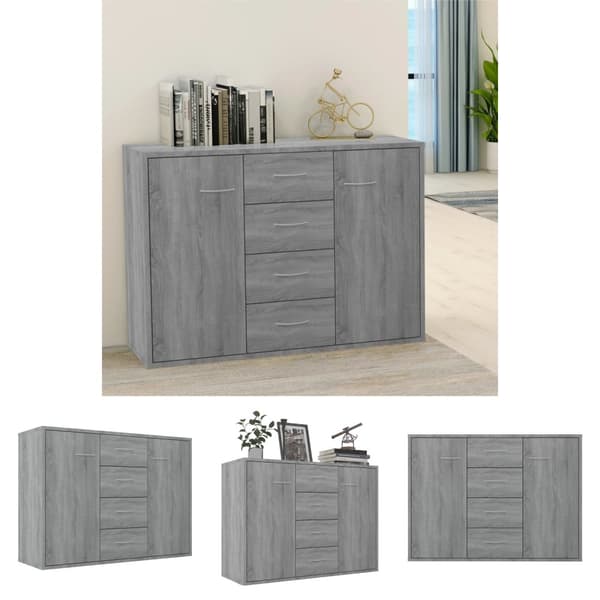 The Living Store Skänk grå sonoma 88x30x65 cm konstruerat trä - Skänkar & serveringsbord