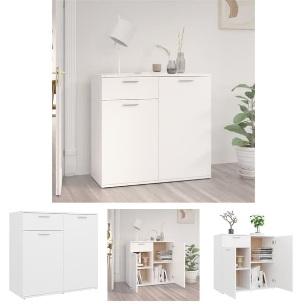 The Living Store Skåp vit 80x36x75 cm konstruerat trä -  Skänkar & serveringsbord