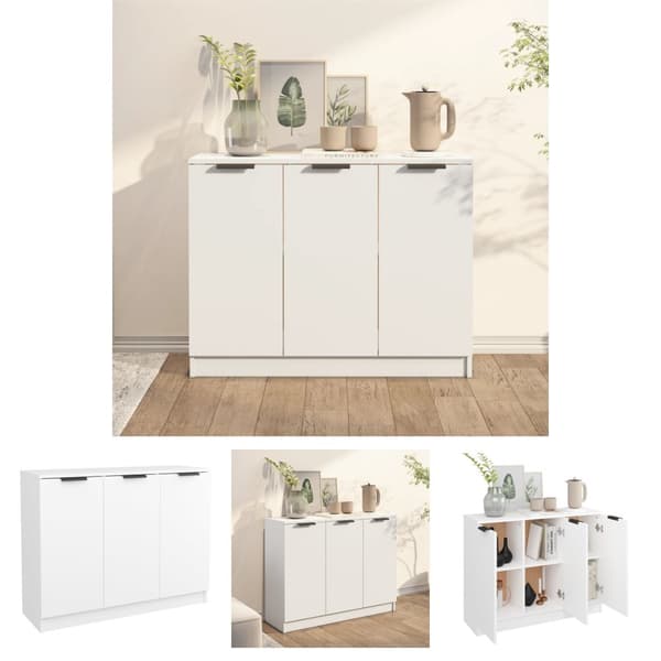 The Living Store skænk 90,5x30x70 cm konstrueret træ hvid -  Skænke