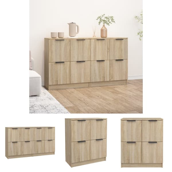 The Living Store Senkit 2 kpl Sonoma-tammi 60x30x70 cm tekninen puu - Tarjoilupöydät & senkit