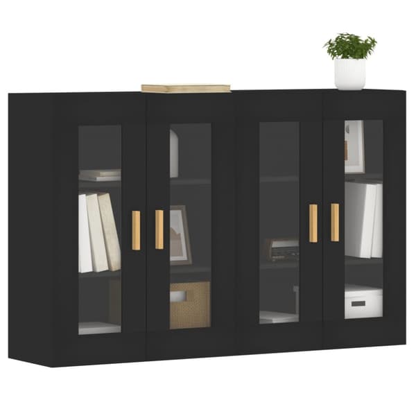 The Living Store Seinäkiinnitettävät kaapit 2 kpl musta tekninen puu -  Tarjoilupöydät & senkit