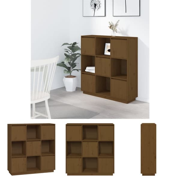 The Living Store Vitrinskåp honungsbrun 110,5x35x117 cm massiv furu - Skänkar & serveringsbord