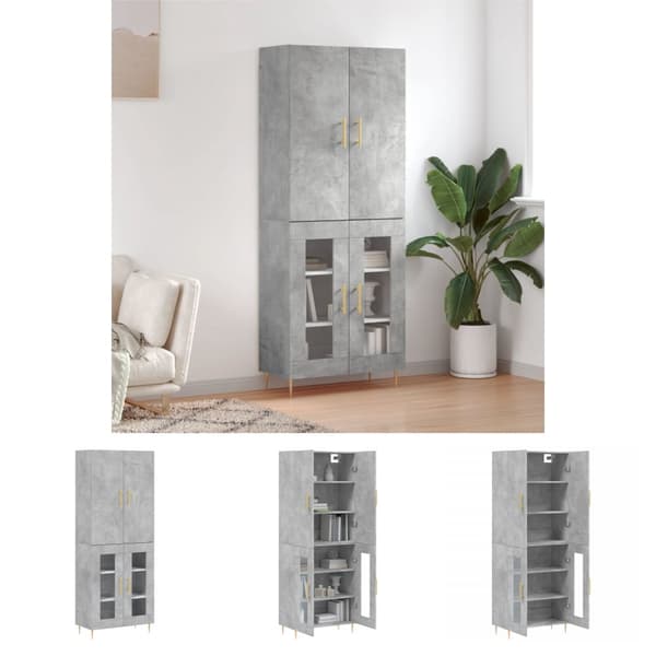 The Living Store højskab 69,5x34x180 cm konstrueret træ betongrå - Skænke