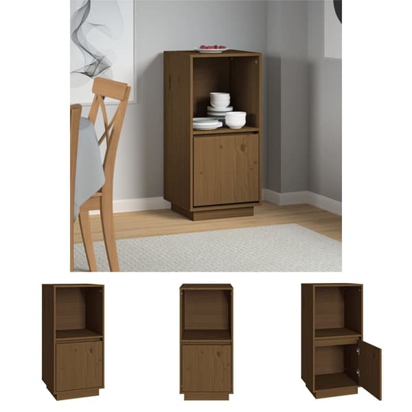 The Living Store skænk 38x35x80 cm massivt fyrretræ gyldenbrun -  Skænke