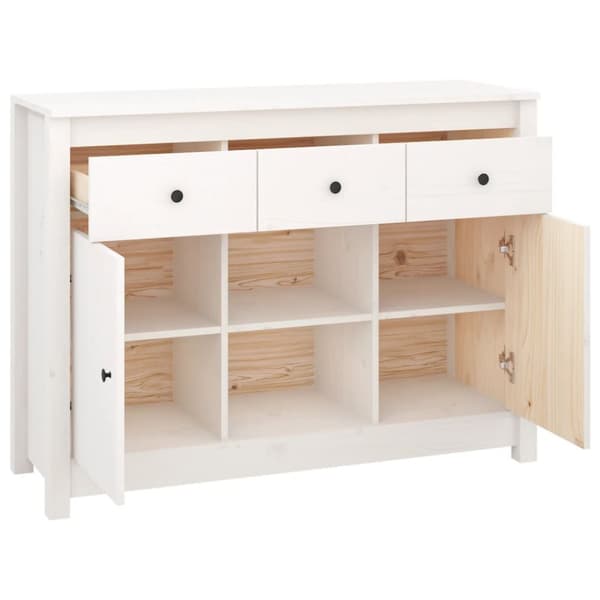 The Living Store skænk 100x35x74,5 cm massivt fyrretræ hvid -  Skænke