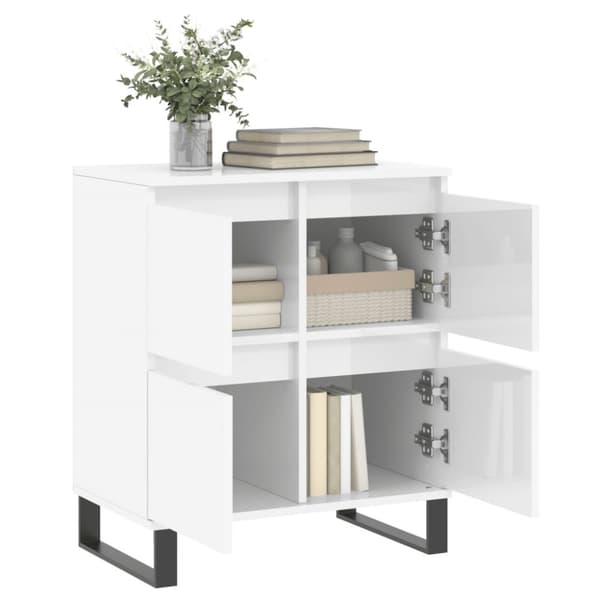 The Living Store skænk 60x35x70 cm konstrueret træ hvid højglans -  Skænke