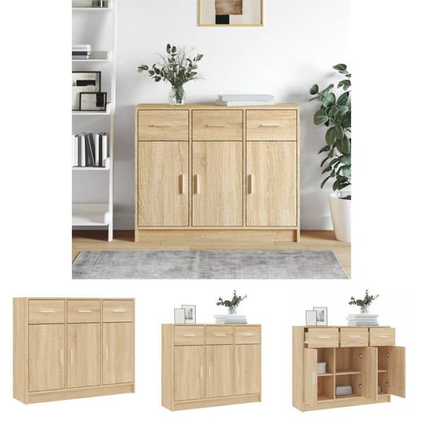 The Living Store Senkki Sonoma tammi 91x28x75 cm tekninen puu -  Tarjoilupöydät & senkit