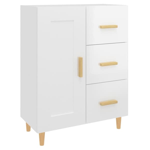 The Living Store skænk 69,5x34x90 cm konstrueret træ hvid højglans -  Skænke