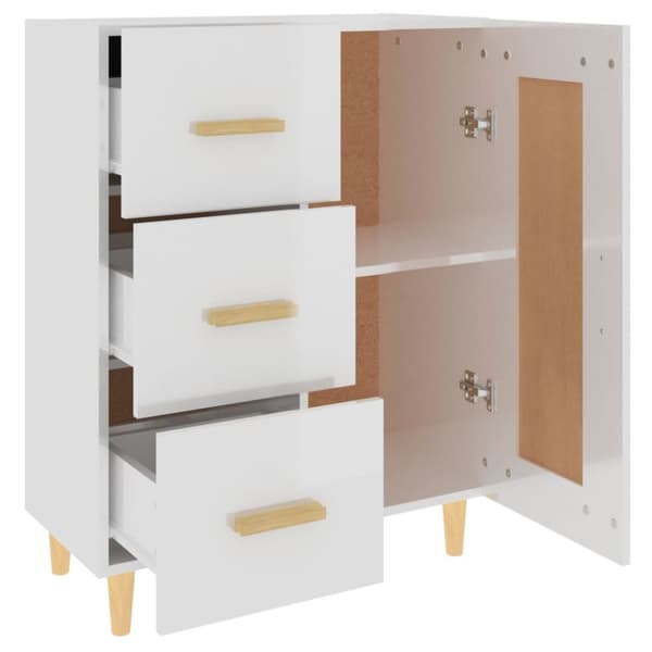 The Living Store skænk 69,5x34x90 cm konstrueret træ hvid højglans -  Skænke
