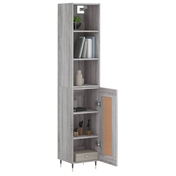 The Living Store højskab 34,5x34x180 cm konstrueret træ grå sonoma-eg -  Skænke