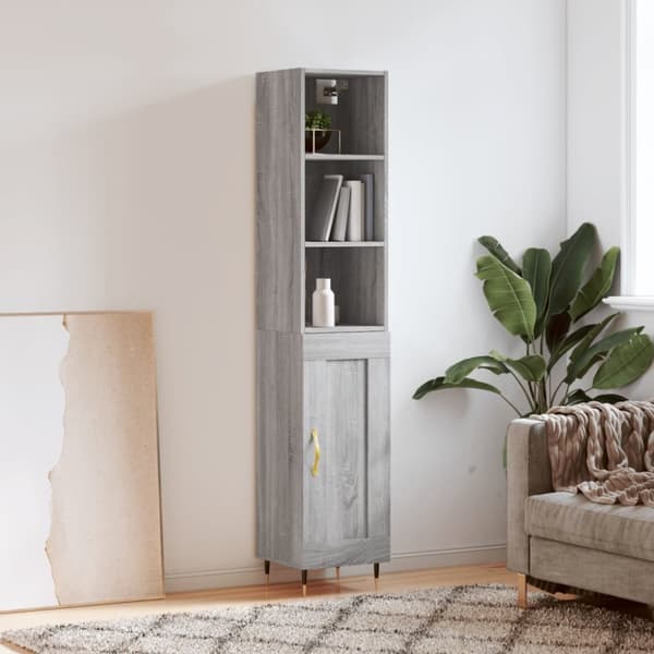 The Living Store højskab 34,5x34x180 cm konstrueret træ grå sonoma-eg -  Skænke