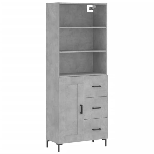 The Living Store Högskåp betonggrå 69,5x34x180 cm konstruerat trä - Skänkar & serveringsbord