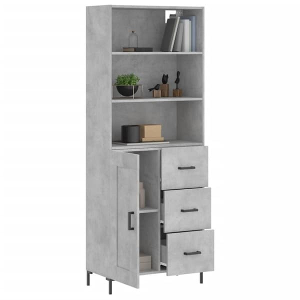 The Living Store Högskåp betonggrå 69,5x34x180 cm konstruerat trä - Skänkar & serveringsbord