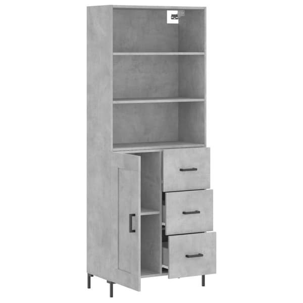 The Living Store Högskåp betonggrå 69,5x34x180 cm konstruerat trä - Skänkar & serveringsbord