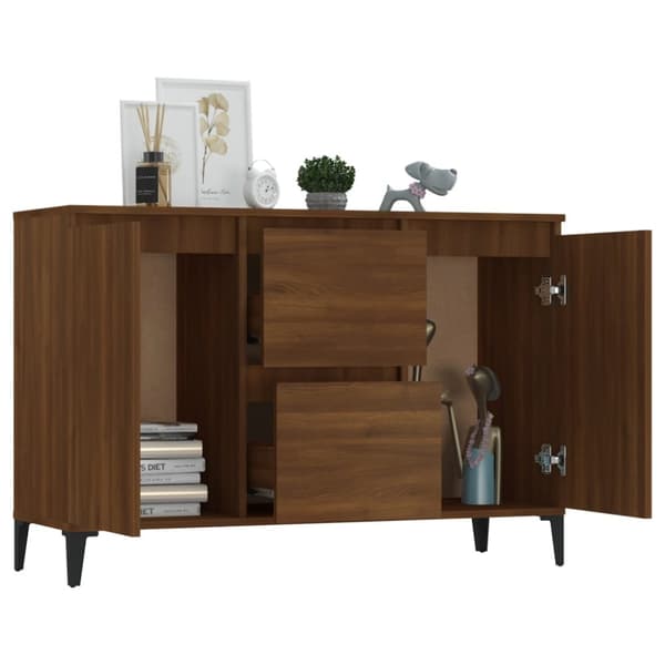 The Living Store Senkki ruskea tammi 104x35x70 cm tekninen puu - Tarjoilupöydät & senkit