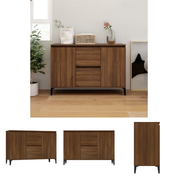 The Living Store Senkki ruskea tammi 104x35x70 cm tekninen puu - Tarjoilupöydät & senkit