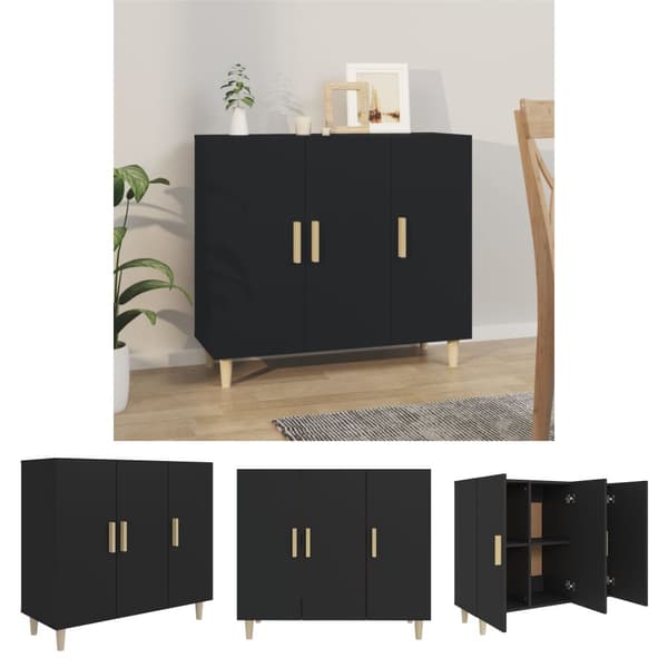 The Living Store skab 90x34x80 cm konstrueret træ sort - Skænke