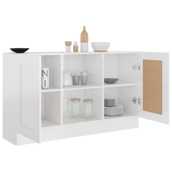 The Living Store Förvaringsskåp vit högglans 120x30,5x70 cm konstruerat trä -  Skänkar & serveringsbord