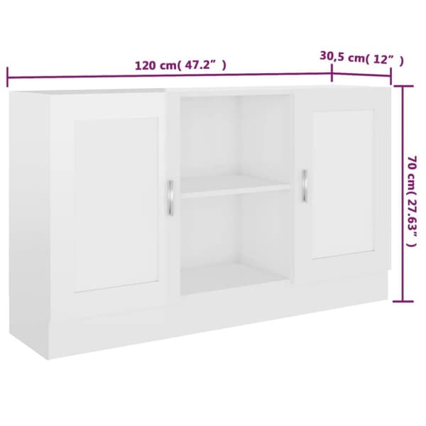 The Living Store Förvaringsskåp vit högglans 120x30,5x70 cm konstruerat trä -  Skänkar & serveringsbord
