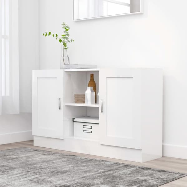 The Living Store Förvaringsskåp vit högglans 120x30,5x70 cm konstruerat trä -  Skänkar & serveringsbord